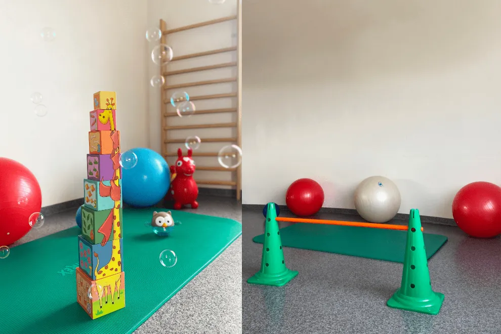 Reabilitacijos salė su kamuoliais ir gimnastikos sienele Garliavoje